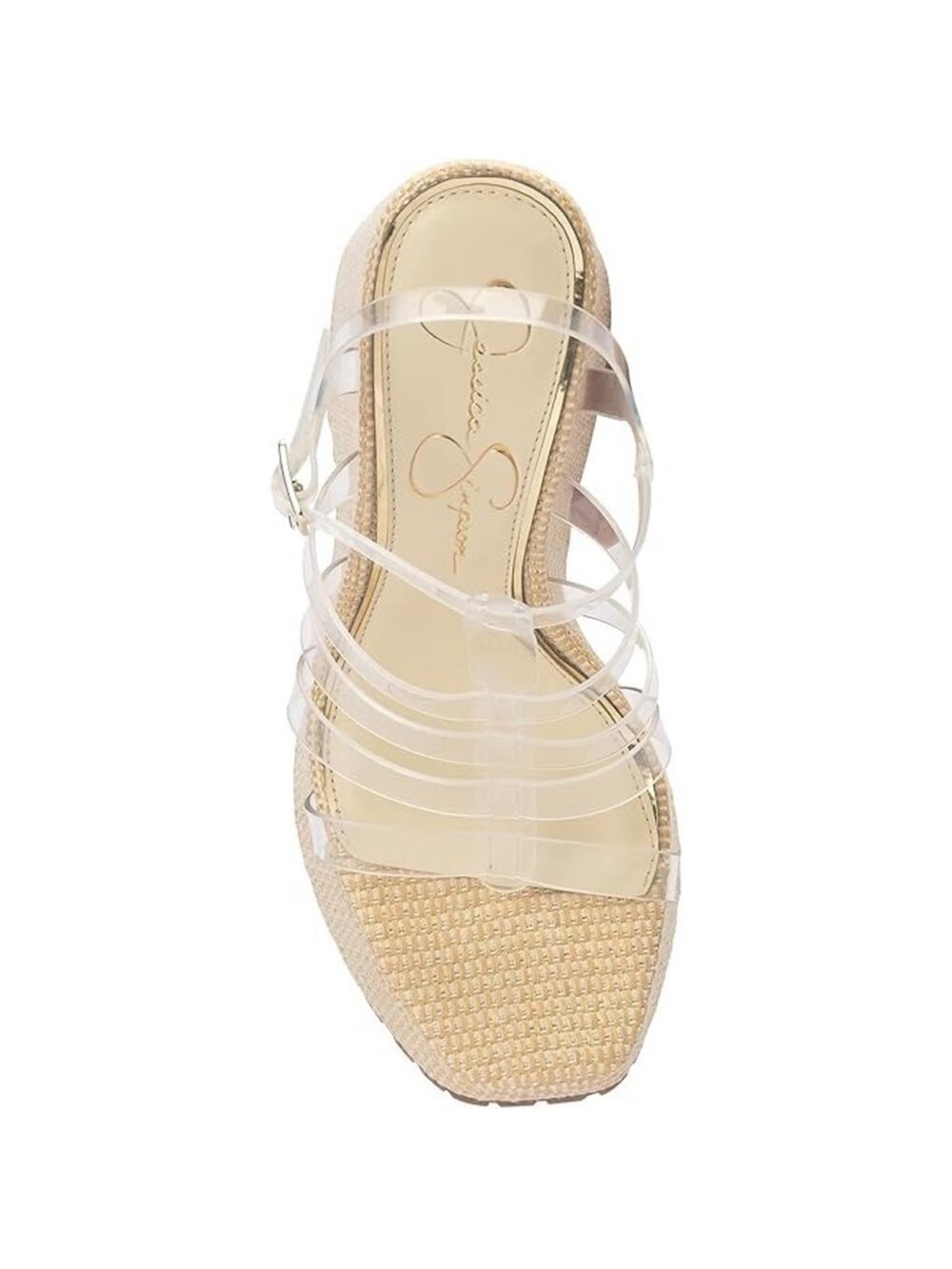 Brand New Jessica Simpson Clear Strap Wedge Sandals in Natural Size 10 - Picture 4 of 16